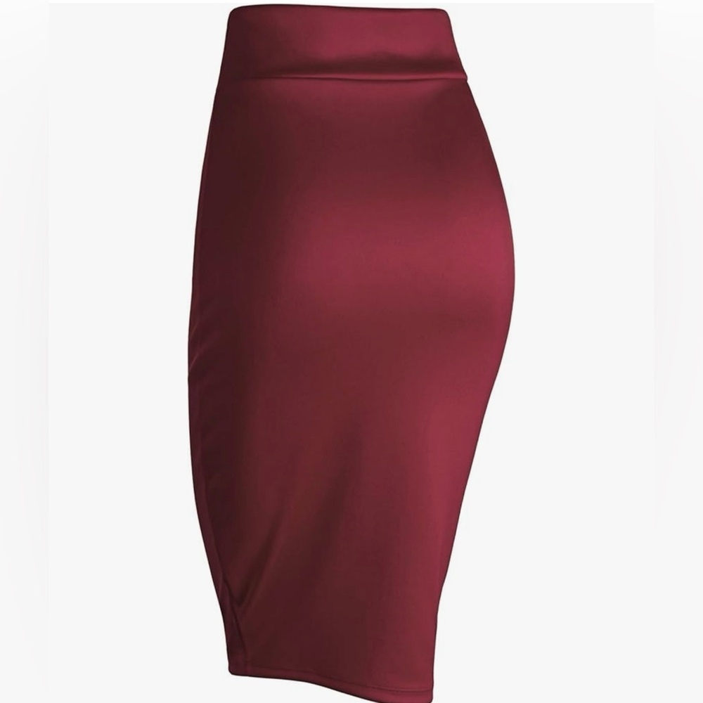 Women's Elastic Waist Stretch Bodycon Midi Knee Length Pencil Skirt for Office - Picture 4 of 6